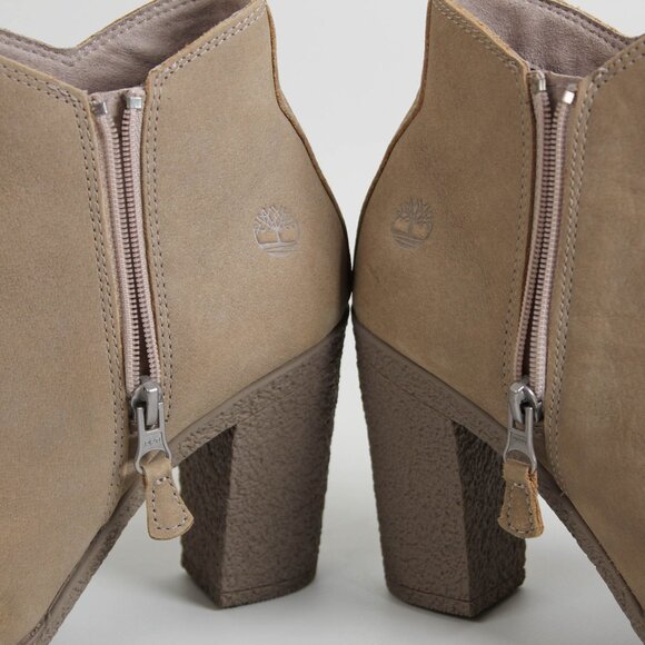 Timberland Suede Heeled Ankle Boots Tan 9.5 Zip - Picture 6 of 10